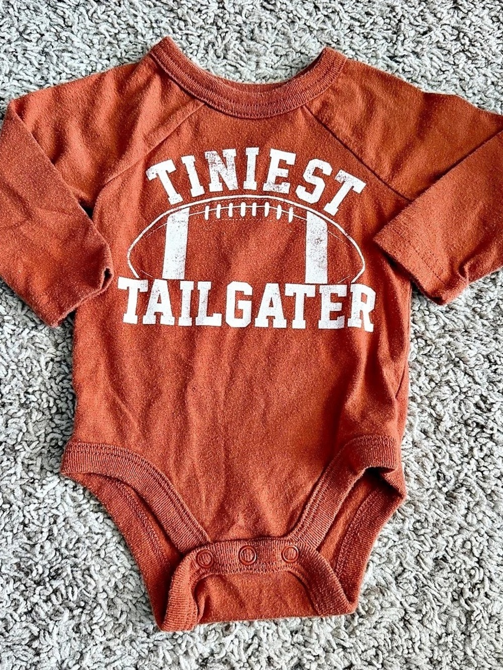 Okie Dokie Tiniest Tailgater Football Bodysuit NB Rust